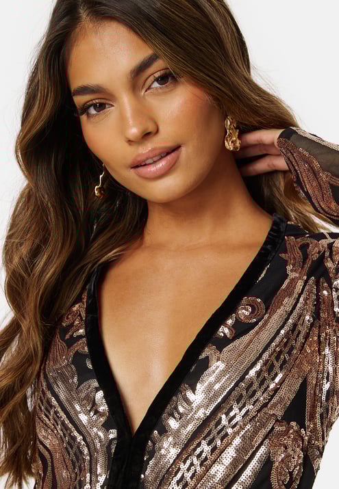 Goddiva Sequin Bodice Jumpsuit