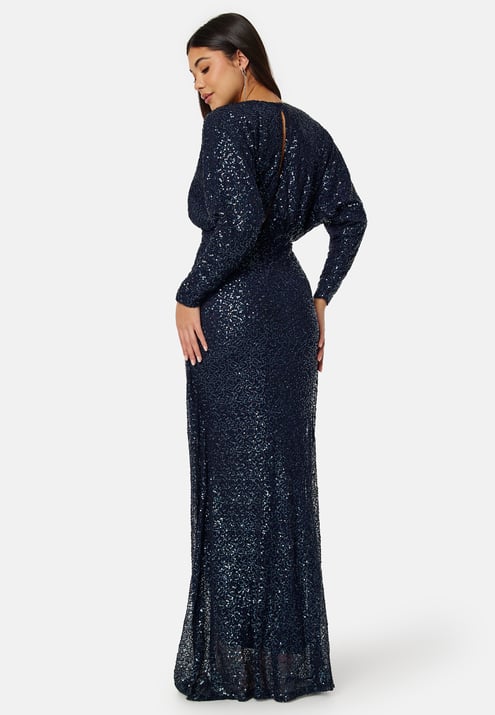 Goddiva Sequin Deep V Maxi Dress