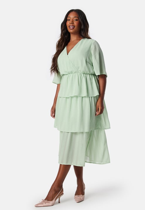 Happy Holly Butterfly Sleeve Flounce Dress