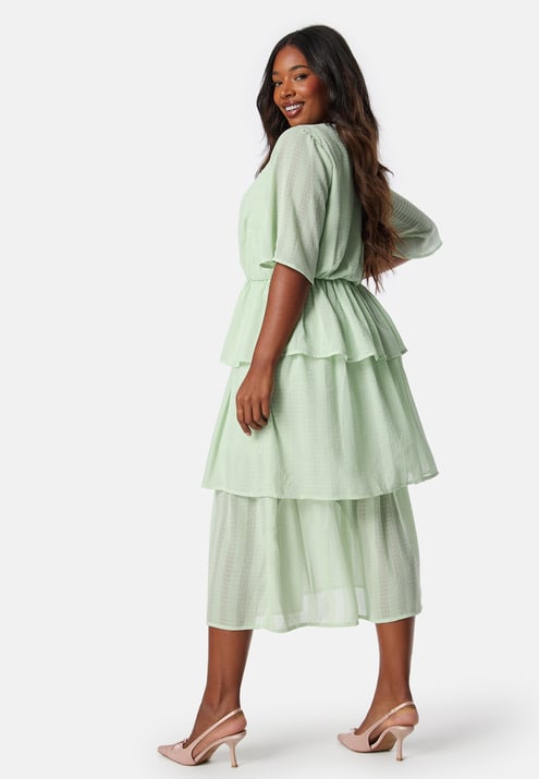 Happy Holly Butterfly Sleeve Flounce Dress