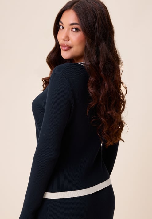 Happy Holly Contrast Knitted Cardigan