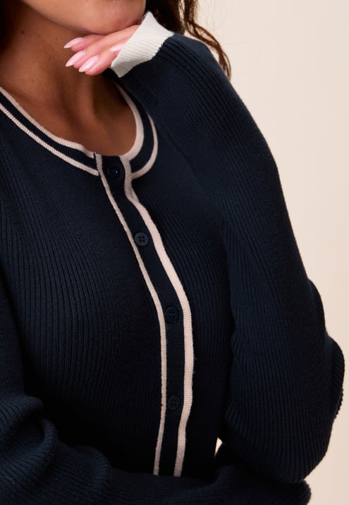 Happy Holly Contrast Knitted Cardigan