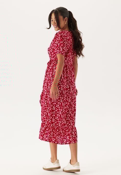Happy Holly Evie Puff Sleeve Midi Wrap Dress