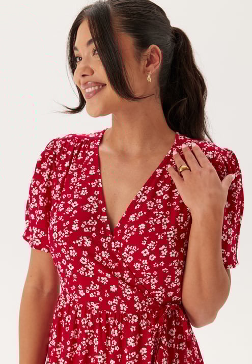 Happy Holly Evie Puff Sleeve Midi Wrap Dress