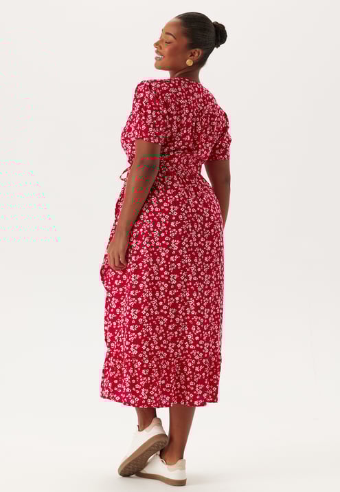Happy Holly Evie Puff Sleeve Midi Wrap Dress