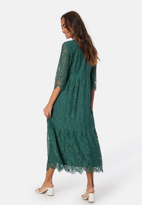 Happy Holly V-neck Lace Midi Dress