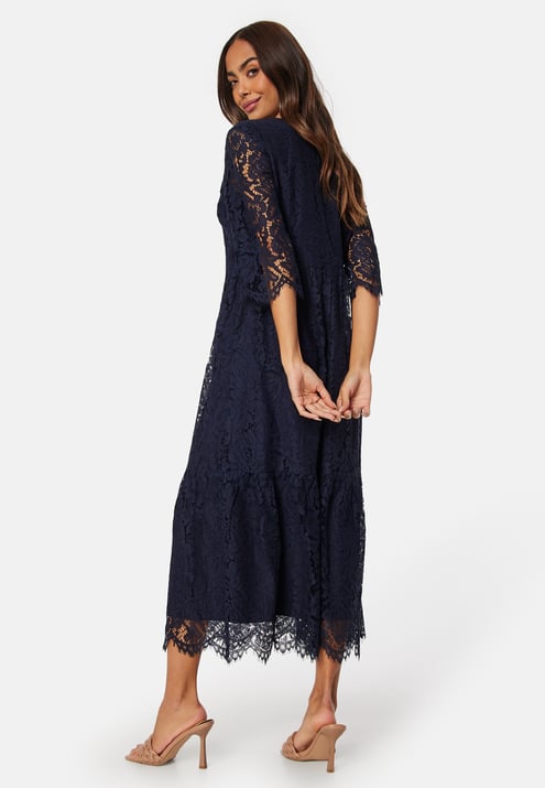 Happy Holly V-neck Lace Midi Dress