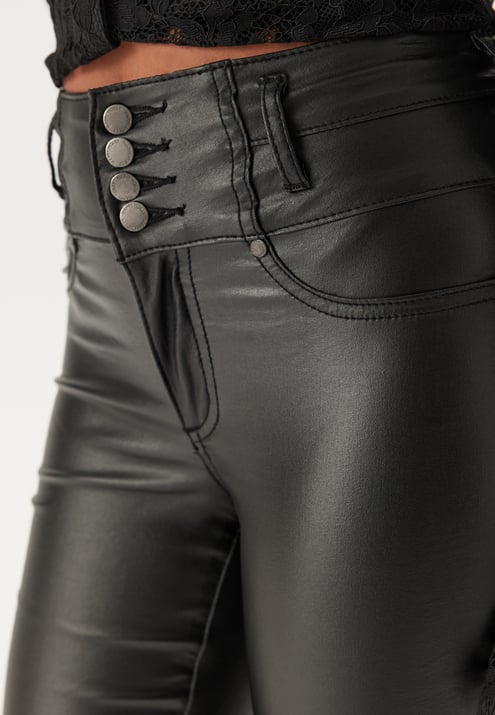 Happy Holly Mid Waist Buttoned Coated Jeans