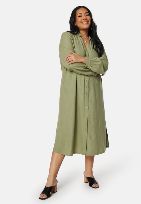 Happy Holly Linen Shirt Dress