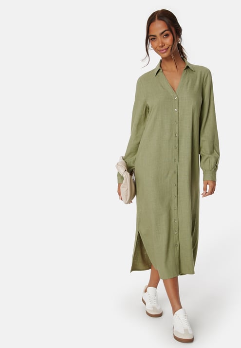 Happy Holly Linen Shirt Dress