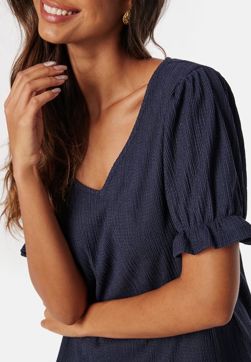 Happy Holly Puff Sleeve V-neck Top