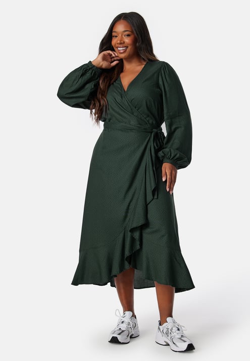 Happy Holly Puff Sleeve Viscose Wrap Dress