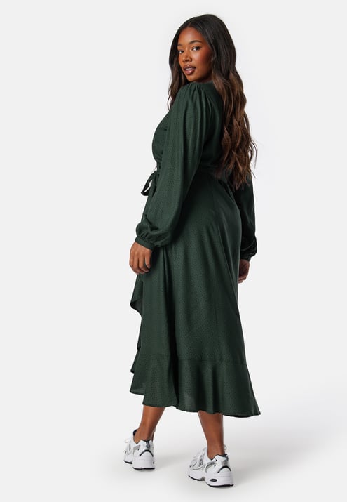 Happy Holly Puff Sleeve Viscose Wrap Dress