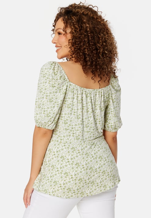 Happy Holly Ruched Short Sleeve Tie Top