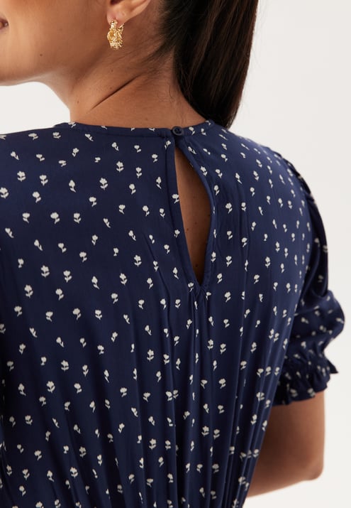 Happy Holly Puff Sleeve Viscose Midi Dress