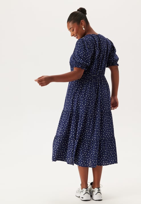 Happy Holly Puff Sleeve Viscose Midi Dress