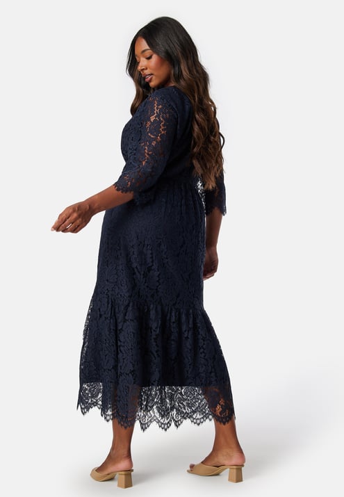 Happy Holly V-neck Lace Midi Dress