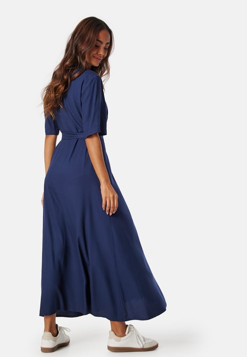 Happy Holly Viscose Belted Shirt Dress