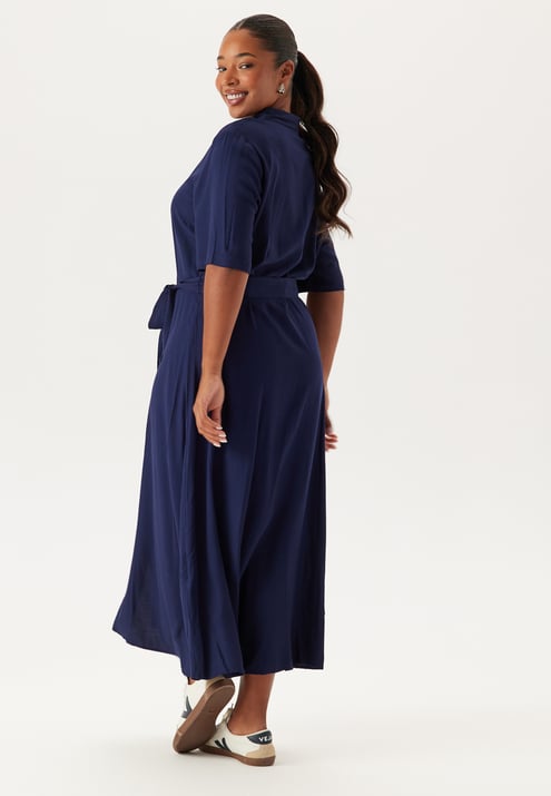 Happy Holly Viscose Belted Shirt Dress