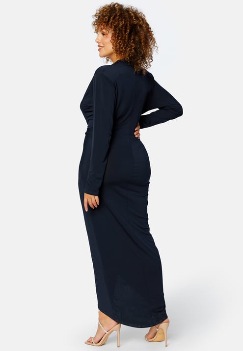 John Zack Curve Long Sleeve Rouch Curve Dress