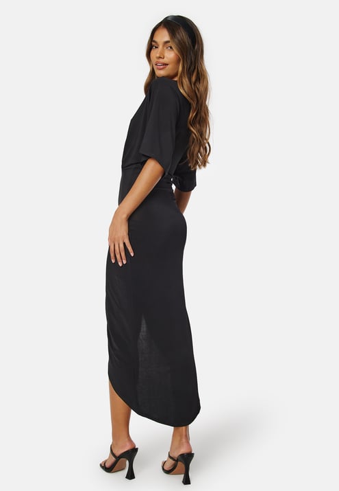 John Zack Kimono Sleeve Rouch Dress