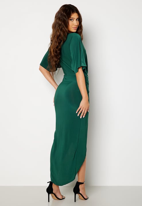 John Zack Kimono Sleeve Rouch Dress