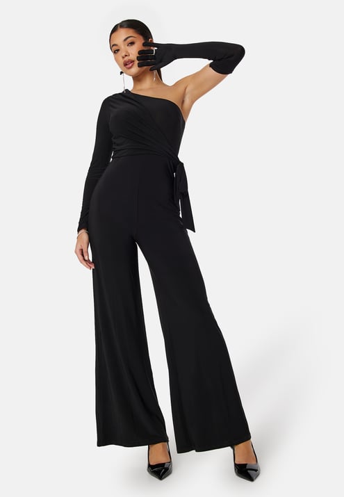 John Zack Long Sleeve One Shoulder Jumpsuit