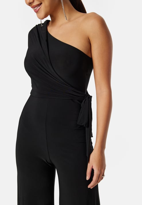 John Zack Long Sleeve One Shoulder Jumpsuit