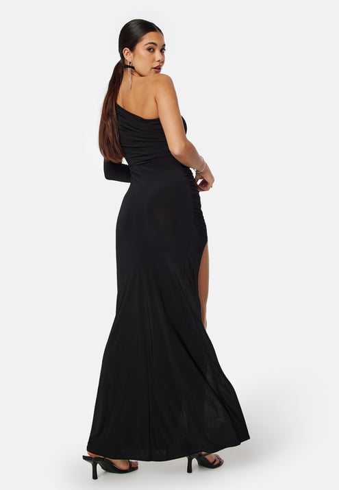 John Zack Long Sleeve One Shoulder Maxi Dress