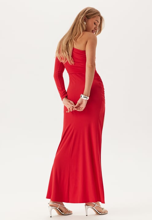 John Zack Long Sleeve One Shoulder Maxi Dress