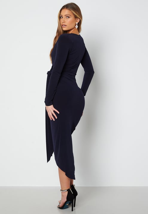 John Zack Long Sleeve Wrap Maxi Dress