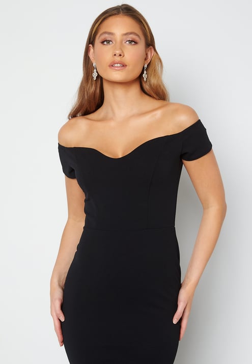 John Zack Off Shoulder Frill High Low Dress
