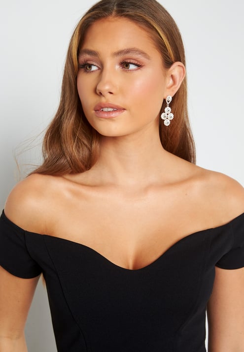 John Zack Off Shoulder Frill High Low Dress