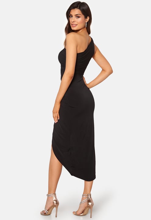 John Zack One Shoulder Rouch Dress