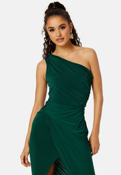 John Zack One Shoulder Rouch Dress