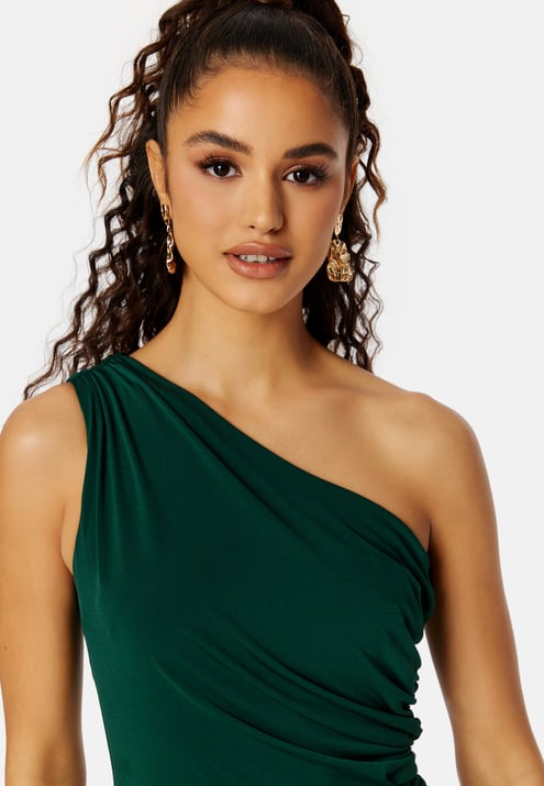 John Zack One Shoulder Rouch Dress
