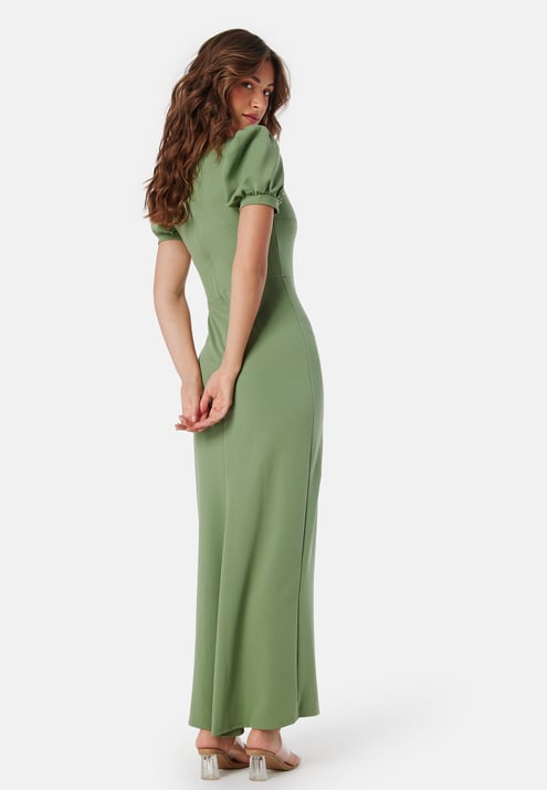 John Zack Puff Sleeve Maxi Dress With Split