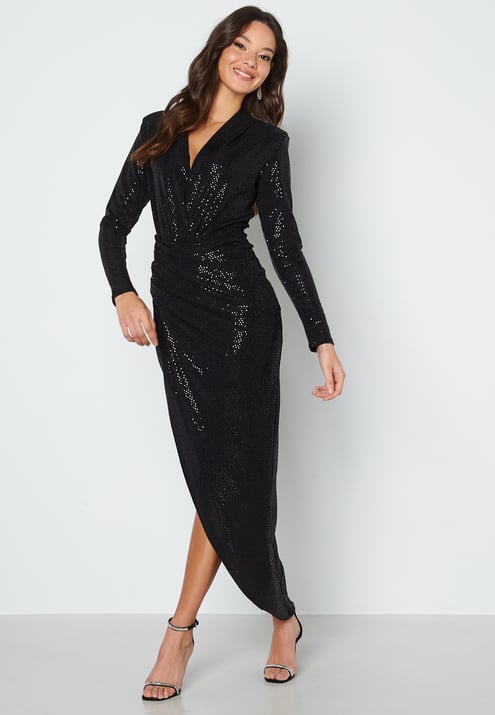 John Zack Sequin Rouch Maxi Dress