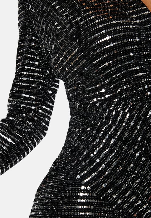 John Zack Sequin Rouch Maxi Dress