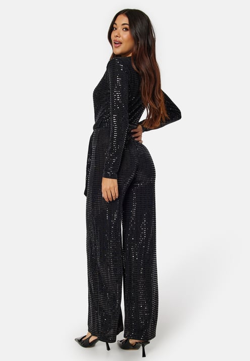 John Zack Sequin Wide Leg Jumpsuit