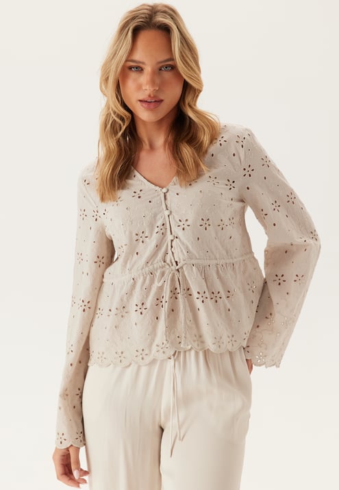 Pieces Pctarmorine Ls Tie Top