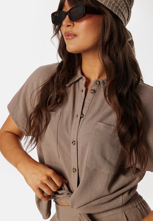 Pieces Pcvinsty Linen Tie Shirt