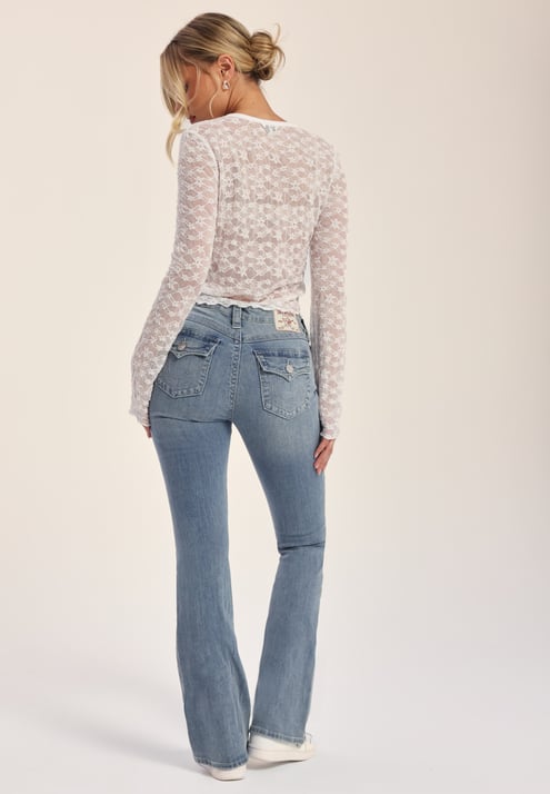 True Religion Becca Mid Rise Bootcut Flap