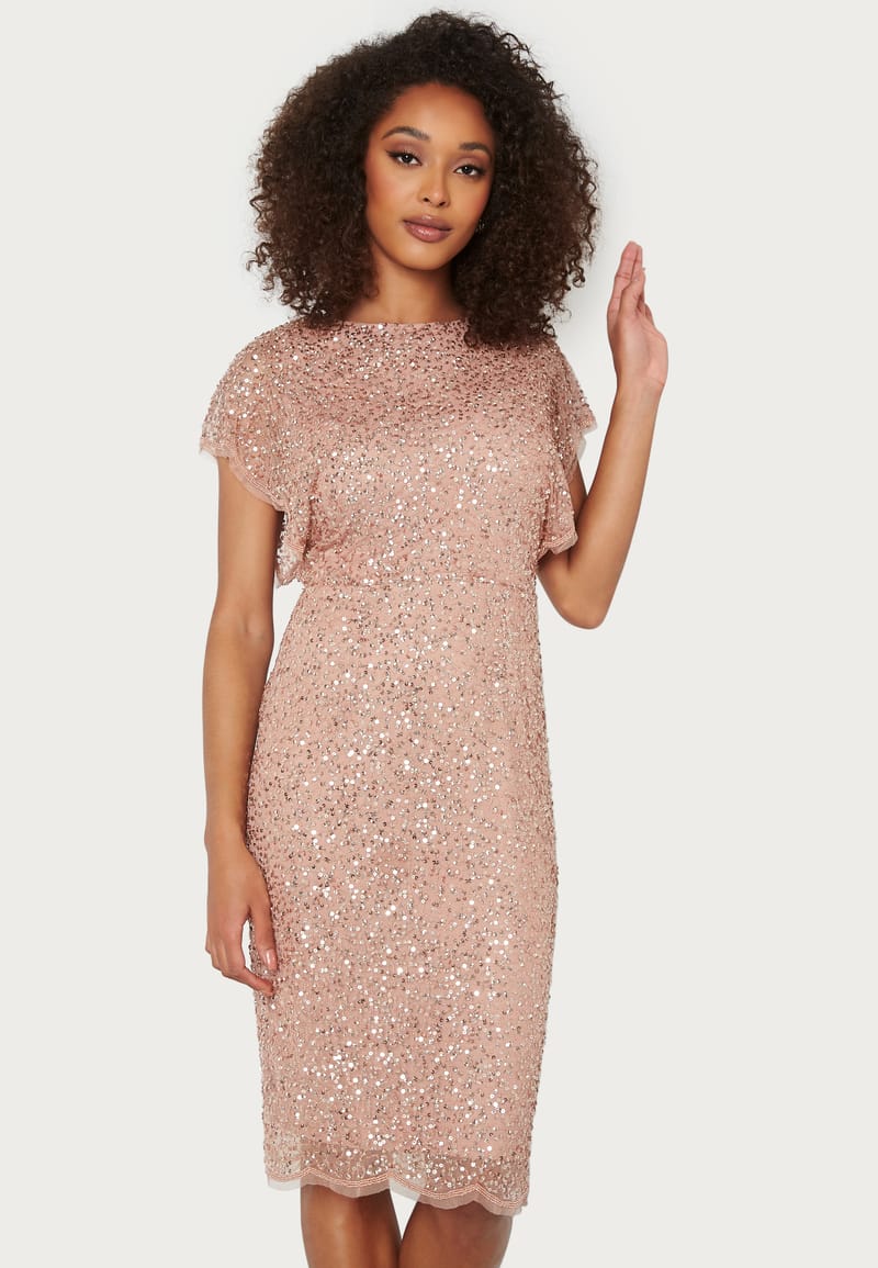 AngelEye Scallop Sequin Midi Dress