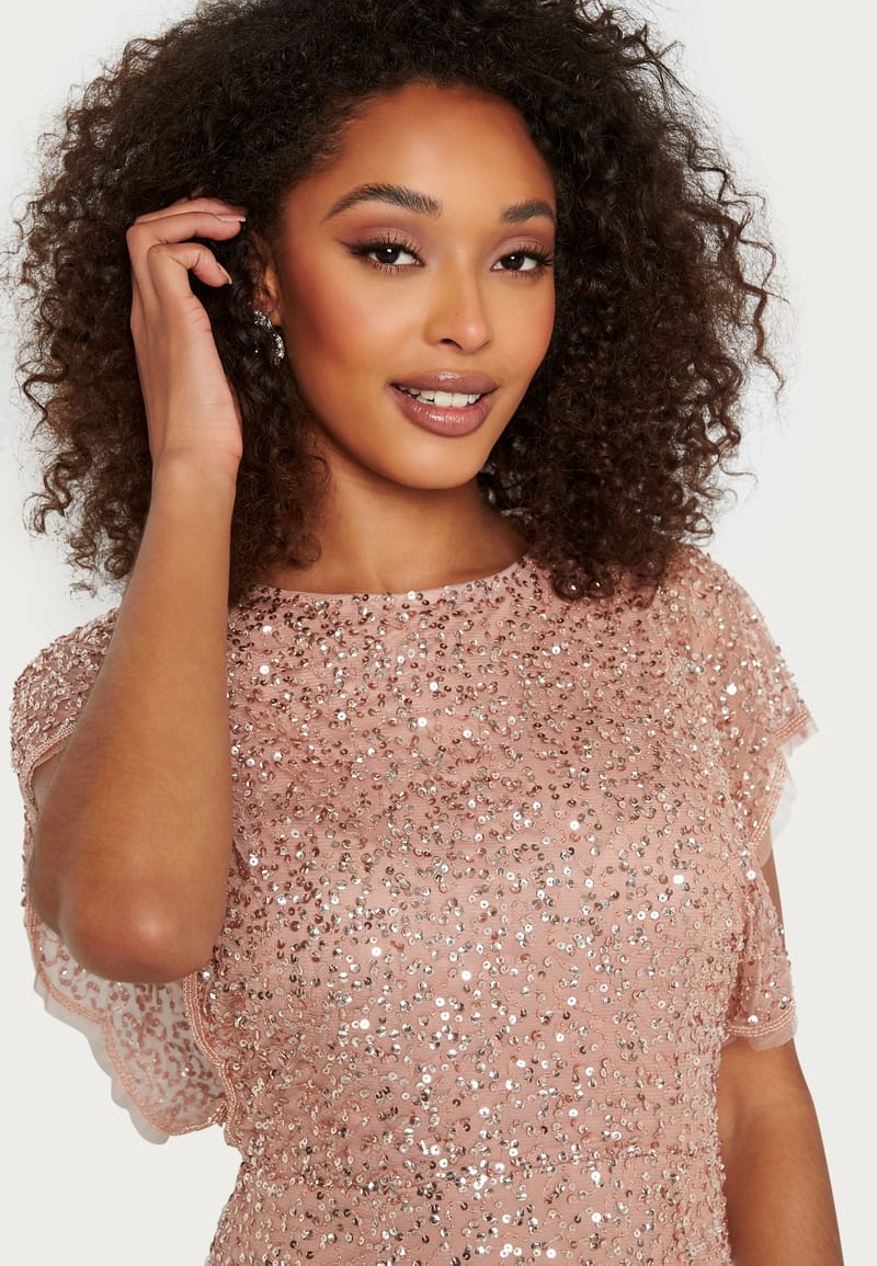 AngelEye Scallop Sequin Midi Dress