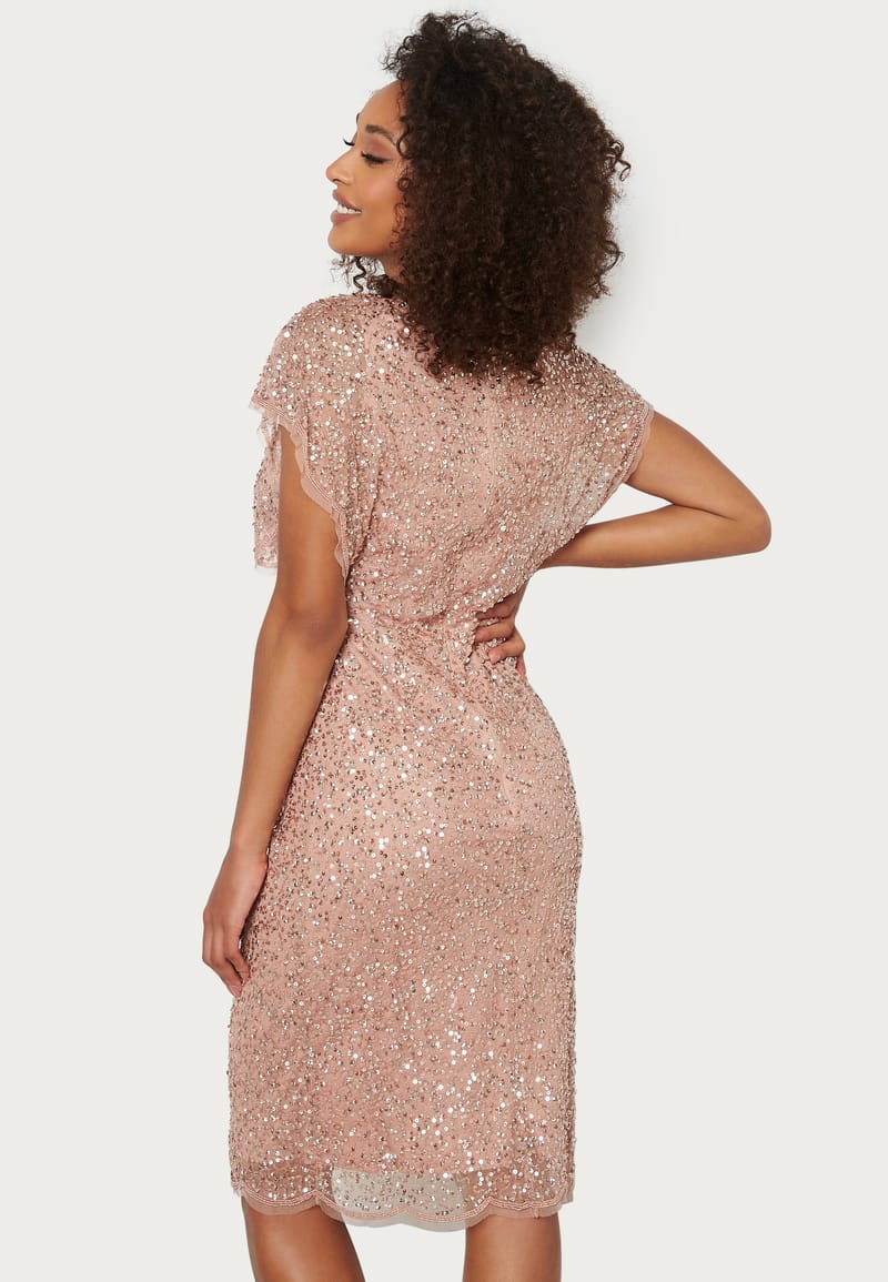 AngelEye Scallop Sequin Midi Dress