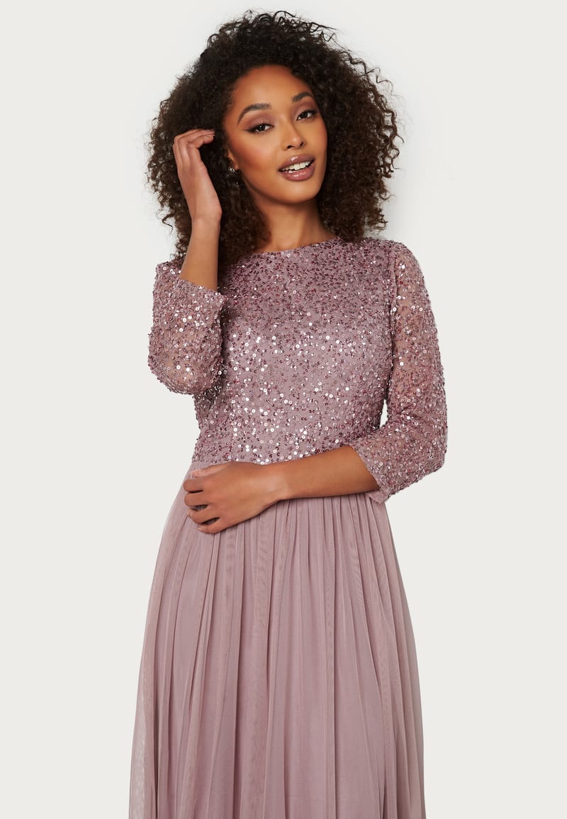 AngelEye Sequin Bodice Maxi Dress