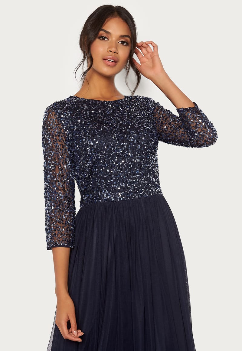 AngelEye Sequin Bodice Maxi Dress
