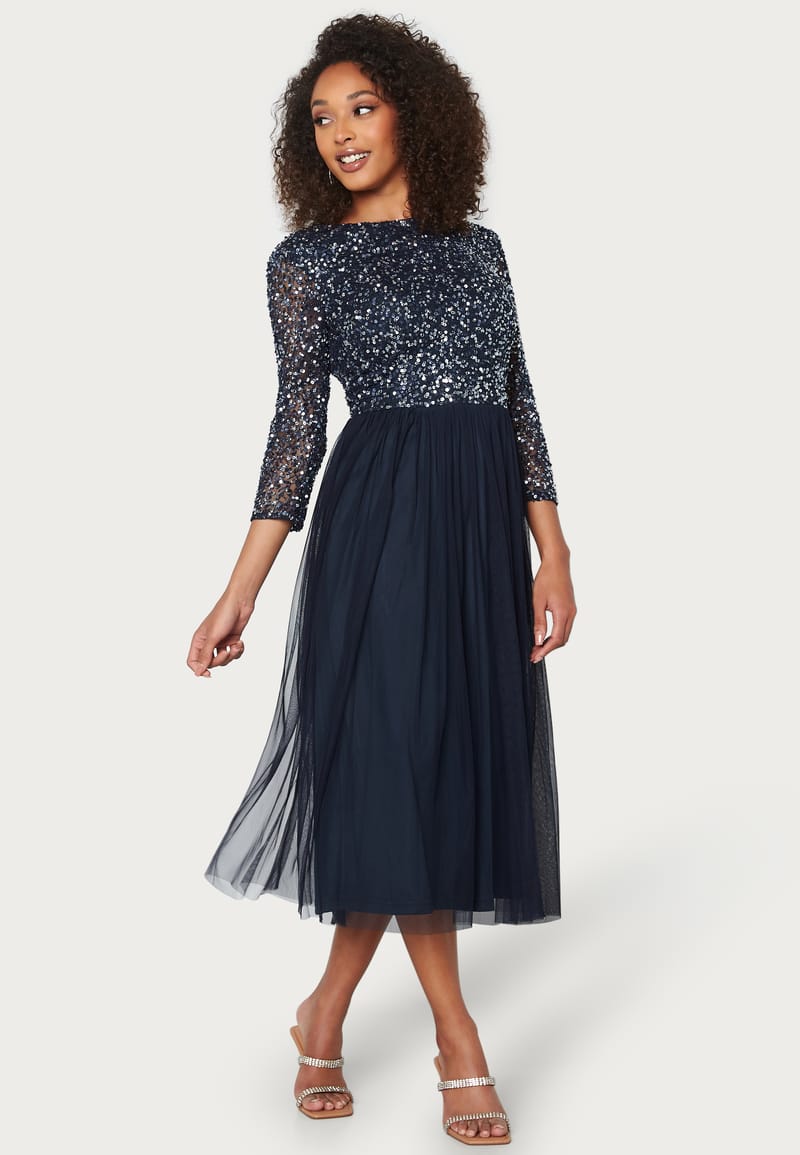 AngelEye Sequin Bodice Mid Dress