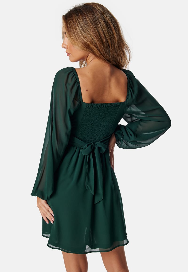 BUBBLEROOM Square Neck L/S Georgette Dress